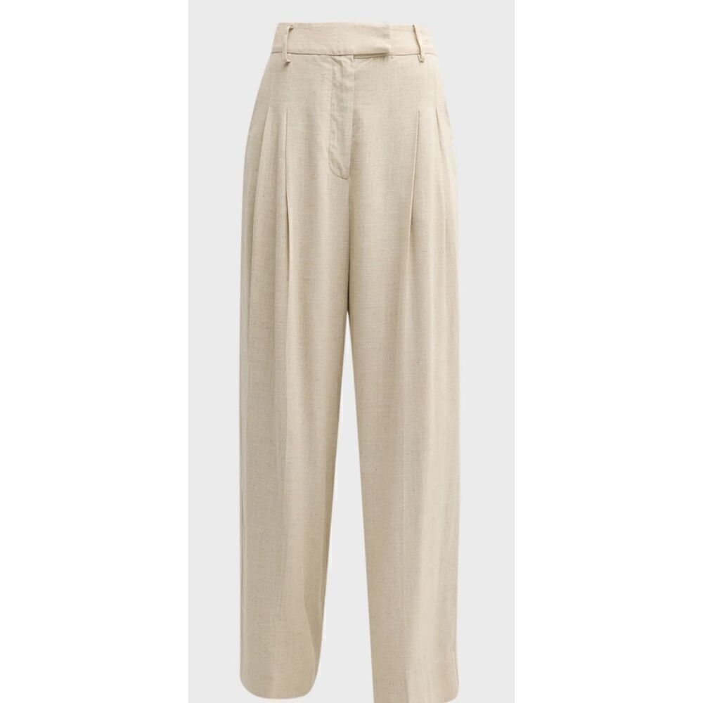 By Malene Birger Cymbaria Wide-Leg Pleated Pants in Undyed NWT Size 42/ US 10